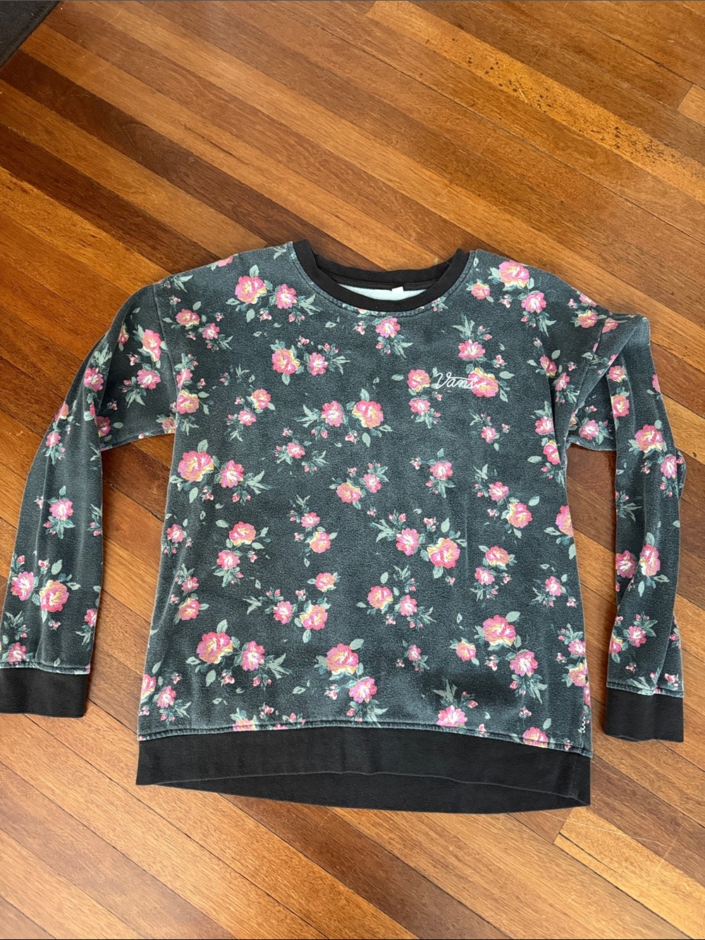 Vans Black Sweatshirt with Pink Floral Print